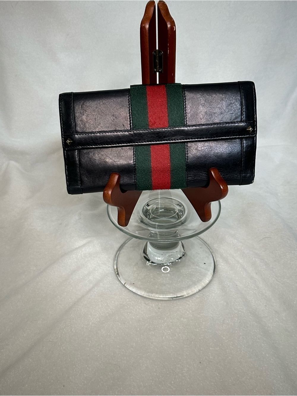 Gucci Sherry Line Studded Long Black Leather Wallet